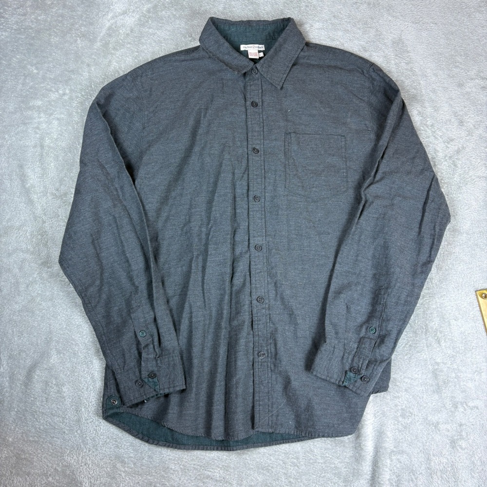 Carbon2Cobalt Shirt Mens L Button Down Long Sleeve Charcoal Gray Heatherβ Cotton